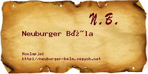 Neuburger Béla névjegykártya